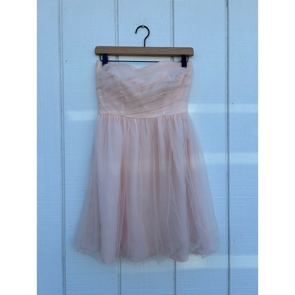 J. Crew Tulle Maura‎ Blush Pink Strapless Short Dress Size 4 - Picture 1 of 5